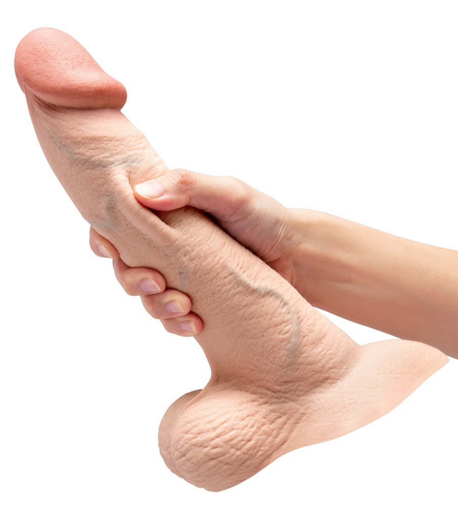 B-Vibe Slipskin 10" Curved - Dildo Realista Curvo con Base de Succión