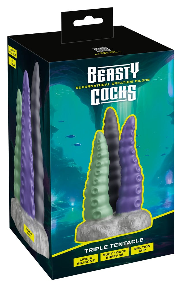 Beasty Cocks Triple Tentacle - Dildo Especial de 3 Tentáculos