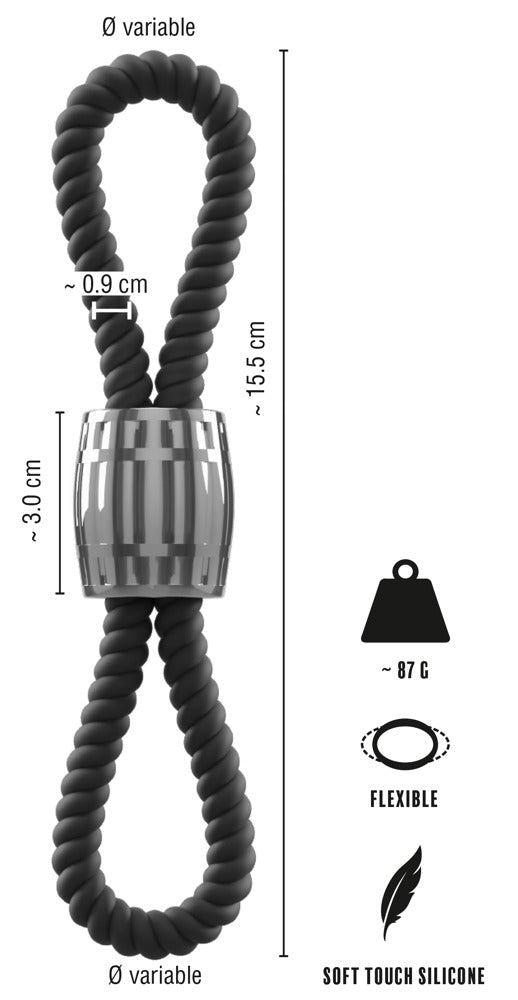 Rebel Heavy Rope Cock Strap 2L - Anillo Doble con Peso