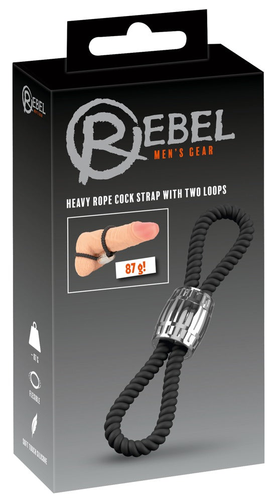 Rebel Heavy Rope Cock Strap 2L - Anillo Doble con Peso