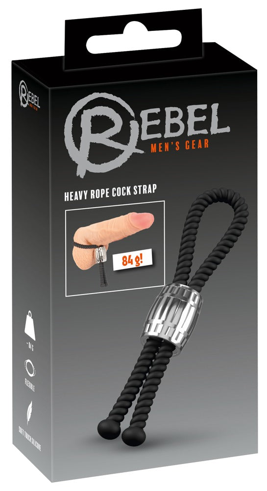 Rebel Heavy Rope Cock Strap - Anillo de Sujeción con Deslizador Metálico
