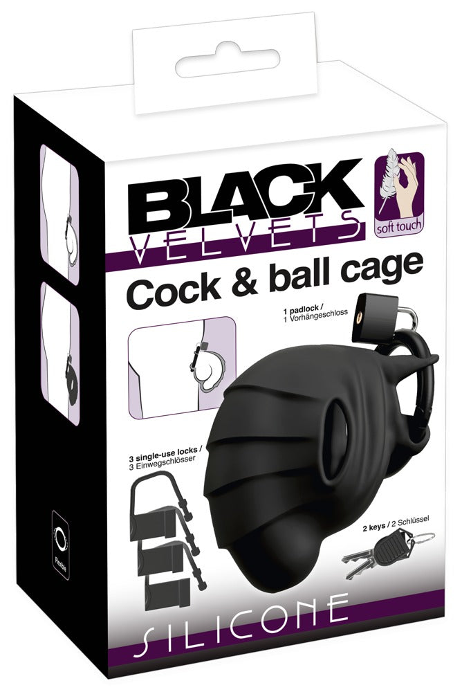 Black Velvets Cock & Ball Cage - Jaula de Castidad de Silicona