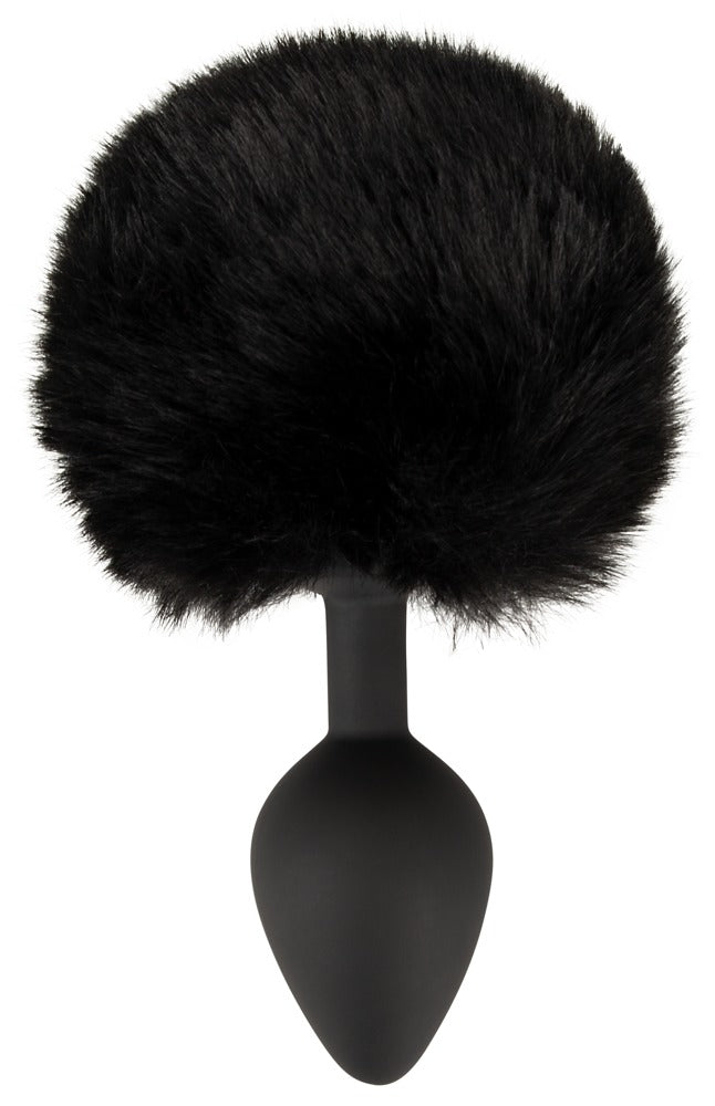 Fluffy Tail Black M - Plug Anal de Silicona con Cola Esponjosa