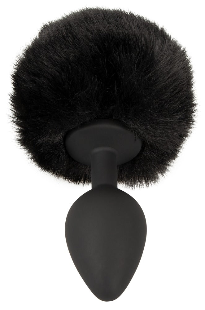 Fluffy Tail Black M - Plug Anal de Silicona con Cola Esponjosa