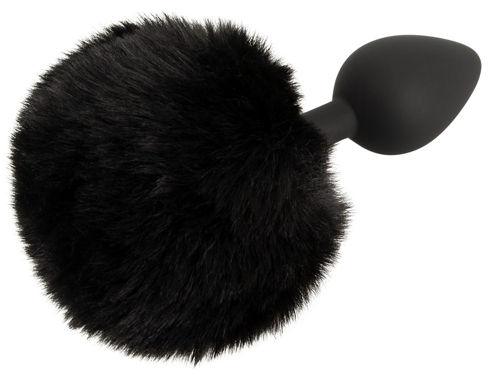 Fluffy Tail Black M - Plug Anal de Silicona con Cola Esponjosa