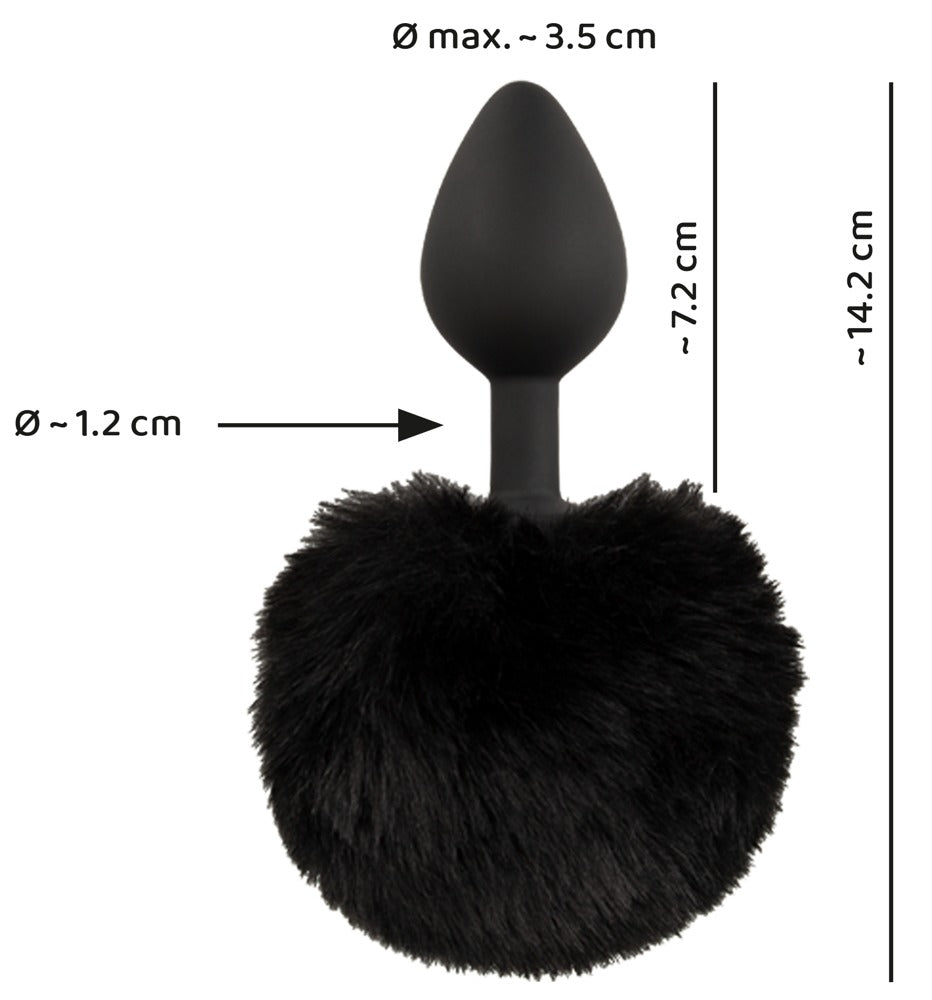 Fluffy Tail Black M - Plug Anal de Silicona con Cola Esponjosa