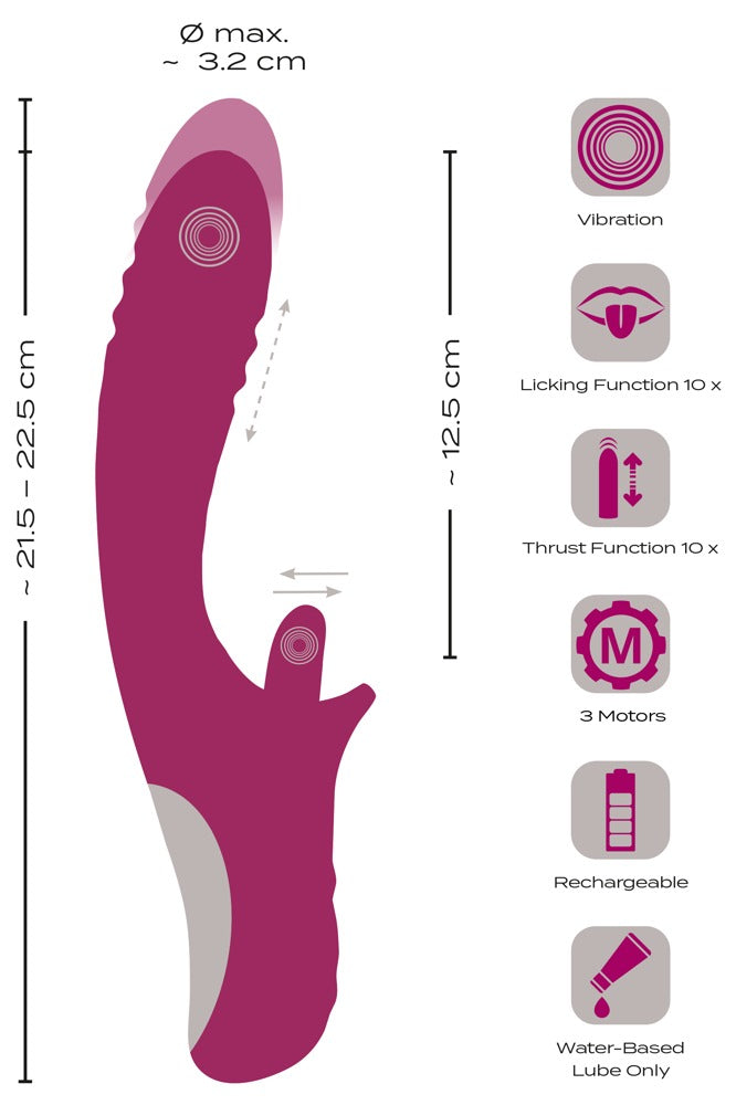 Javida Licking & Thrusting Vibra - Vibrador Dual con Lengua Vibradora y Función de Empuje