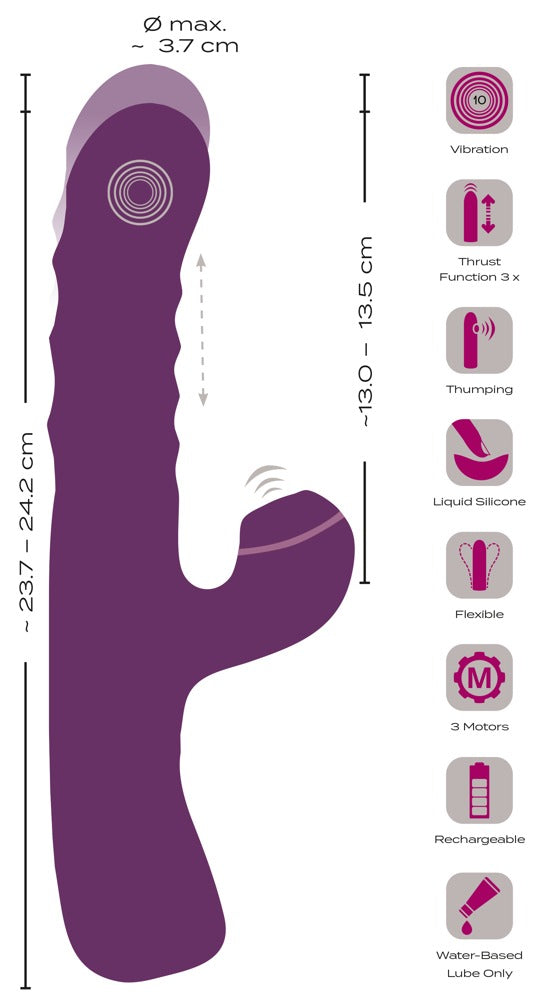 Vibrador Rabbit 3 Funciones con Empuje y Golpeteo - JAVIDA
