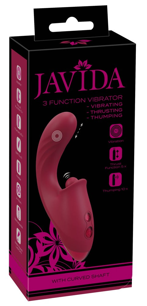 Javida 3 Function Thrusting - Vibrador con Función de Empuje y Estimulador de Clítoris