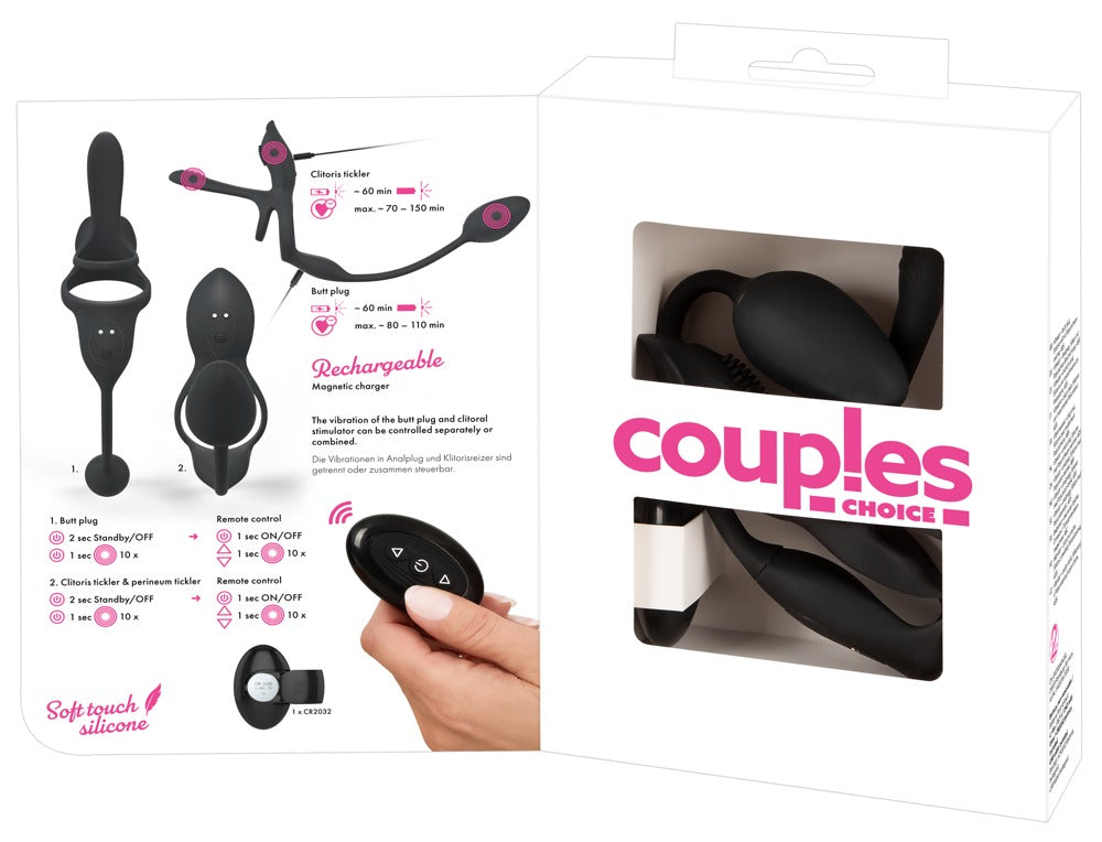 Couples Choice RC Multi Función - Vibrador de Pareja 5 en 1 con Mando a Distancia