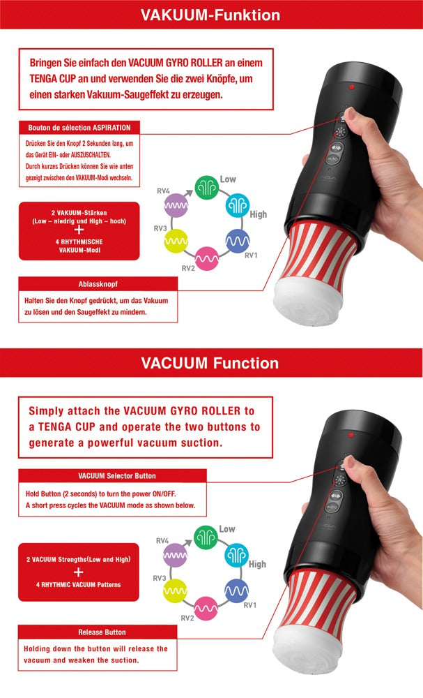 Tenga Vacuum Gyro Roller - Masturbador Automático con Rotación y Succión