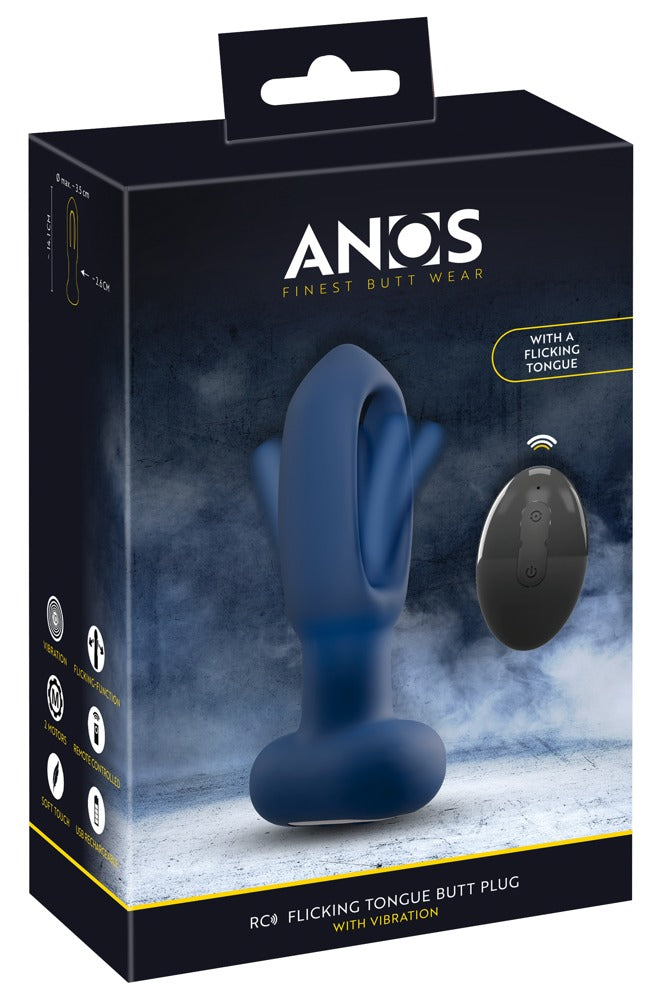 ANOS Flickering Tongue Butt Plug - Vibrador Anal con Lengüeta Motorizada y Mando a Distancia