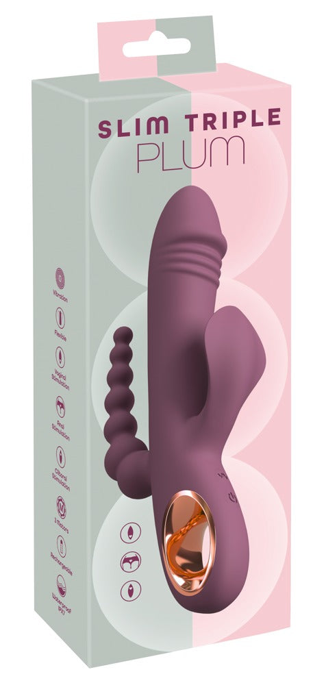 Slim Triple Plum - Vibrador 3 en 1 Recargable You2Toys