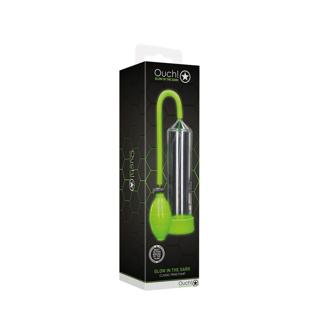 BOMBA PARA EL PENE FLUORESCENTE CLASSIC PUMP GLOW IN THE DARK OUCH!