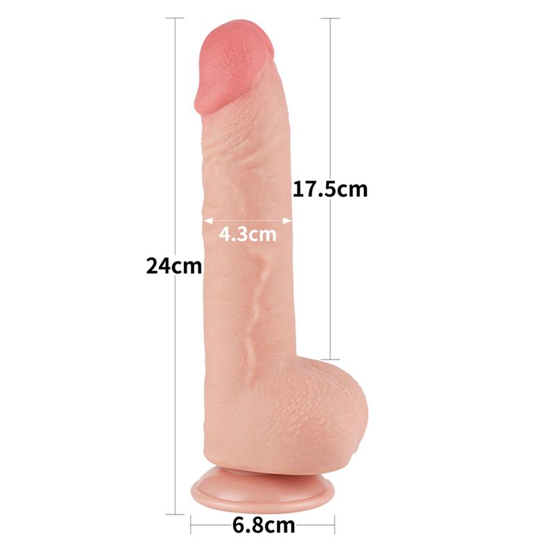 Dildo Dual Density Piel Deslizante Retractil 9.5