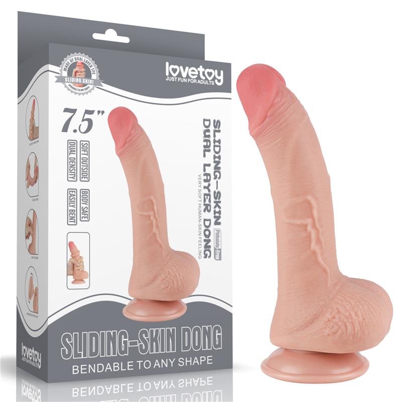 Dildo Dual Layer Piel Deslizante Retractil 7.5
