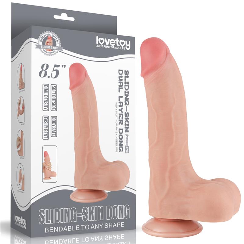 Dildo Dual Layer Piel Deslizante Retractil 8.5