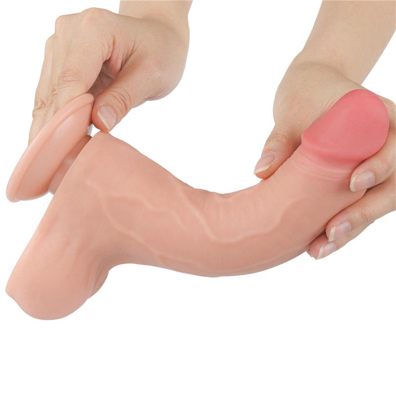Dildo Dual Layer Piel Deslizante Retractil 8.5