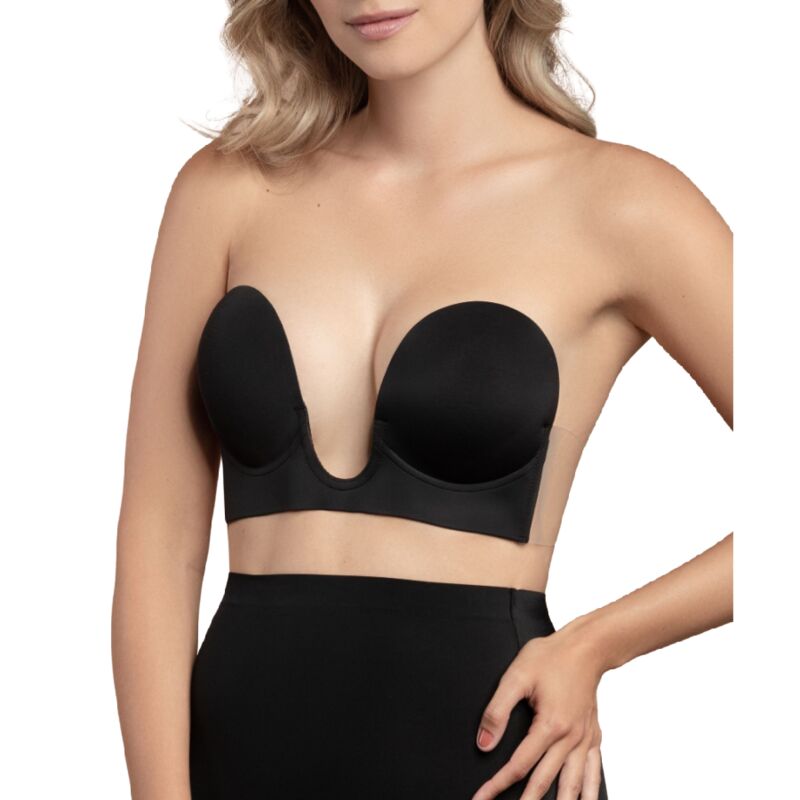 Bye Bra U-Shape Adhesivo sin Tirantes Negro Talla E