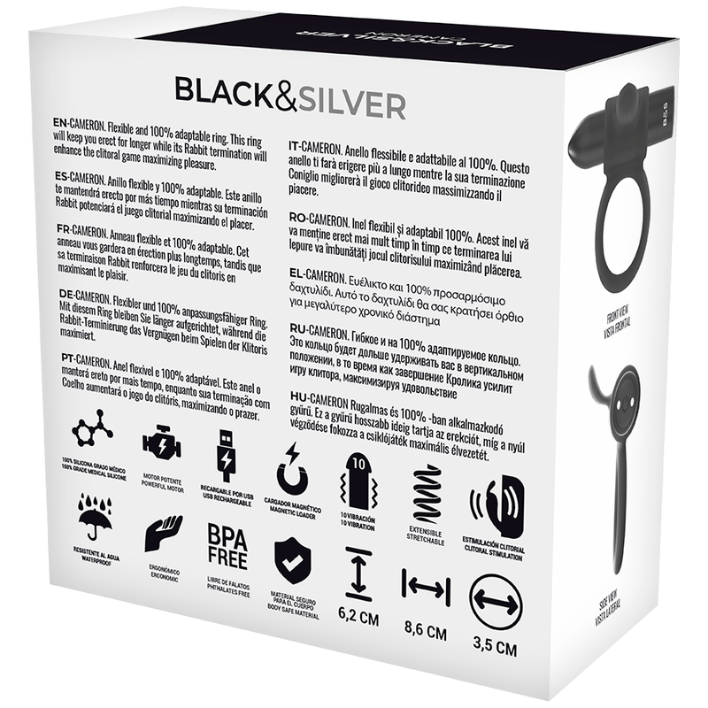 Black&Silver Cameron Remote Control Cockring WatchMe