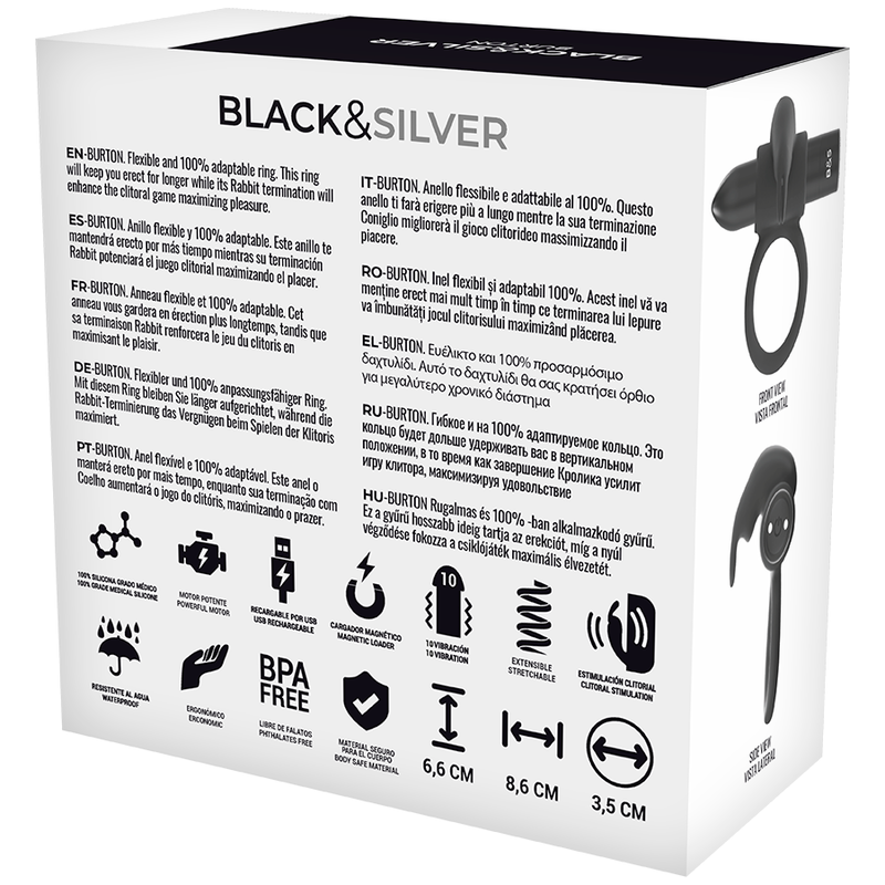 BLACK&SILVER Burton Remote Control Cockring WatchMe