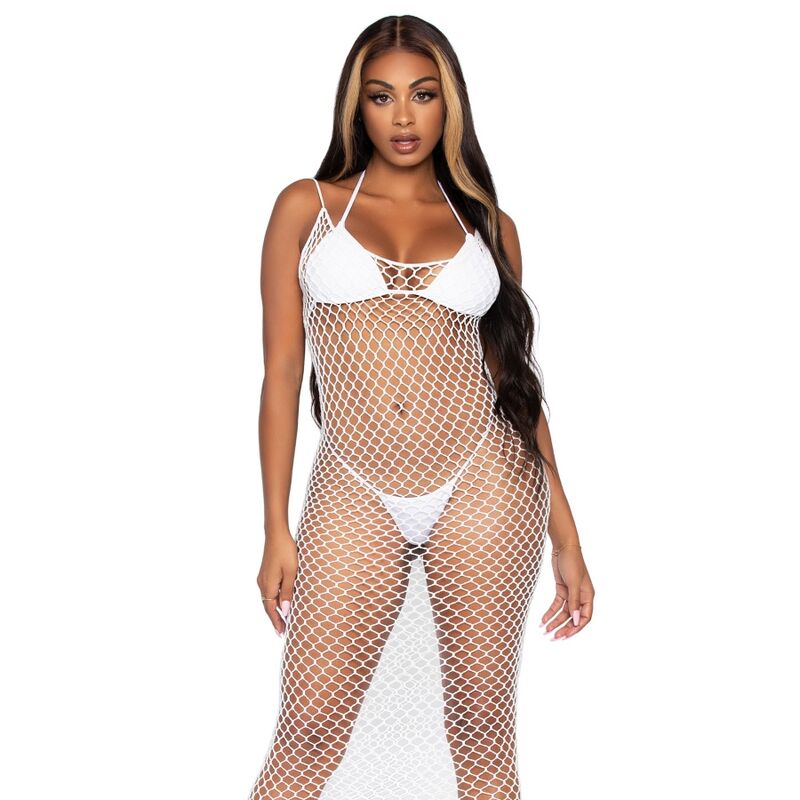 Leg Avenue Woven Twist Net Maxi Dress - Diseño Fishnet Elegante Talla Única