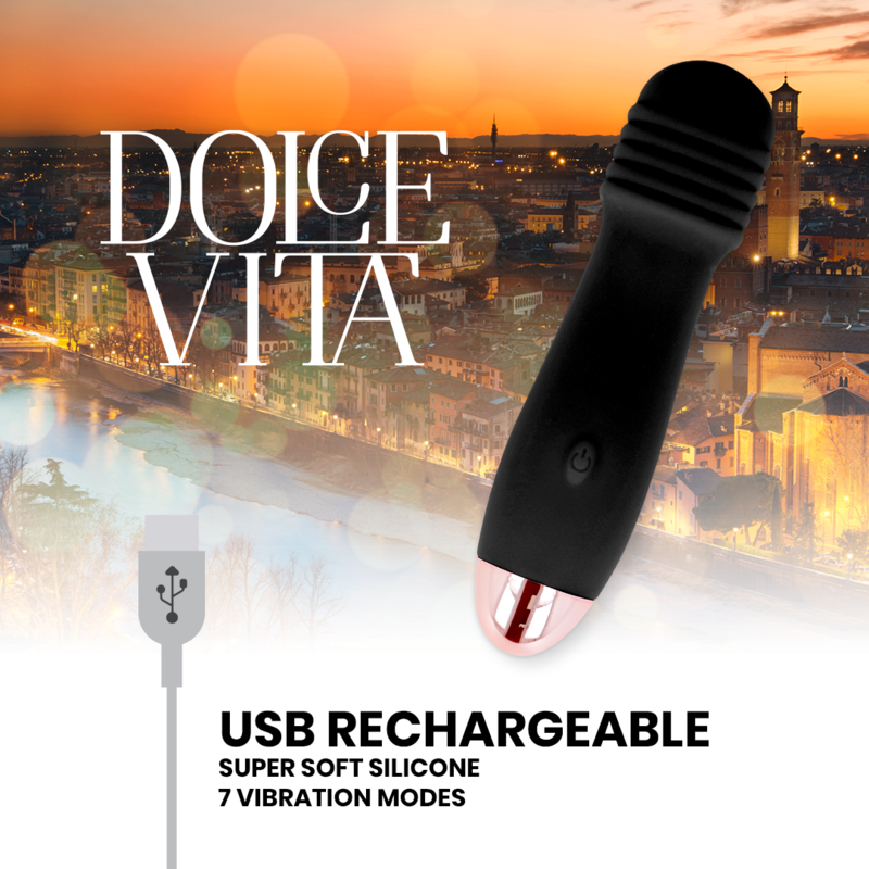 Dolce Vita Rechargeable Vibrator Three Black - 7 Modos de Vibración