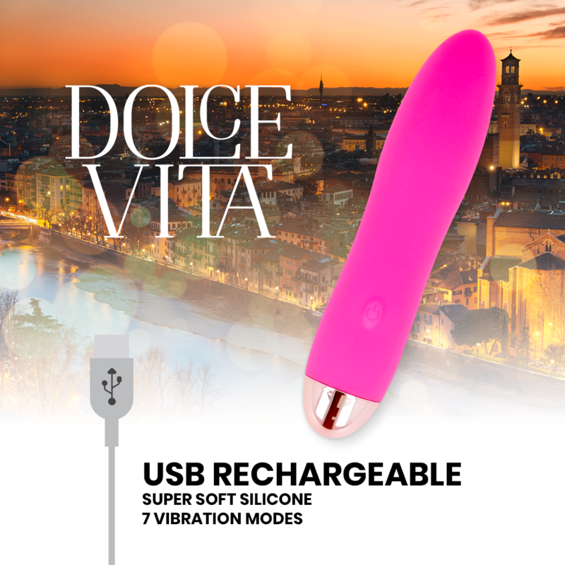 Dolce Vita Rechargeable Vibrator Four Pink - 7 Velocidades