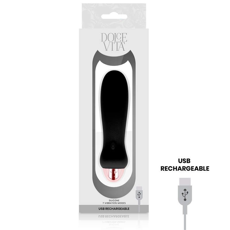 Dolce Vita Rechargeable Vibrator Five Black - 7 Velocidades