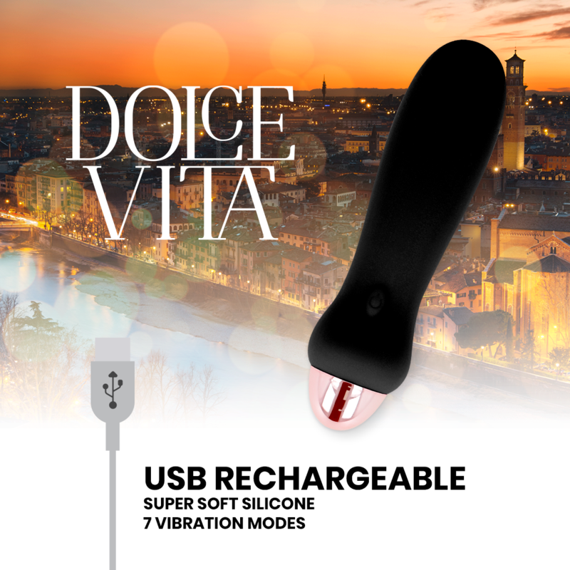 Dolce Vita Rechargeable Vibrator Five Black - 7 Velocidades