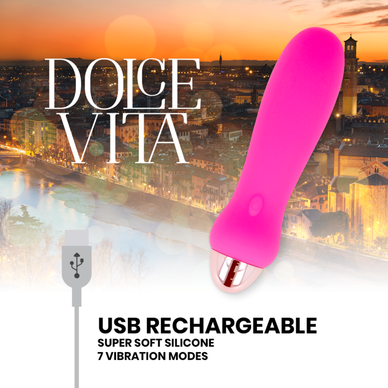 Dolce Vita Rechargeable Vibrator Five Pink - 7 Velocidades