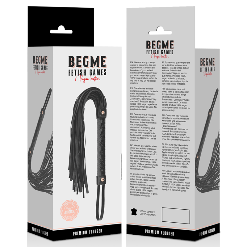 BEGME Black Edition Vegan Leather Flogger - Látigo BDSM de Cuero Vegano