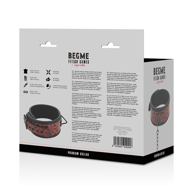 Begme Red Edition - Collar Premium de Cuero Vegano con Forro de Neopreno