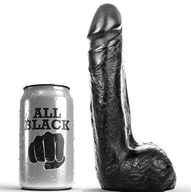All Black Soft Black Realistic Dildo 20 cm