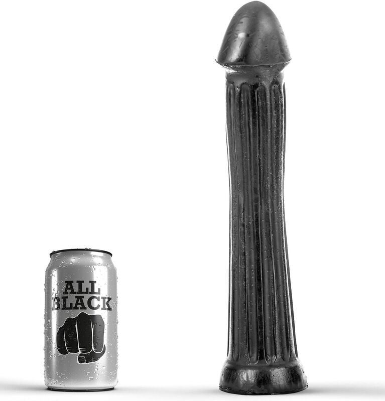All Black Benjy - Dildo Recto 29 cm con Superficie Nervurada