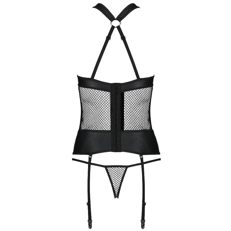 Passion Amanda Corset Ecological Leather L/XL - Conjunto Guêpière y String