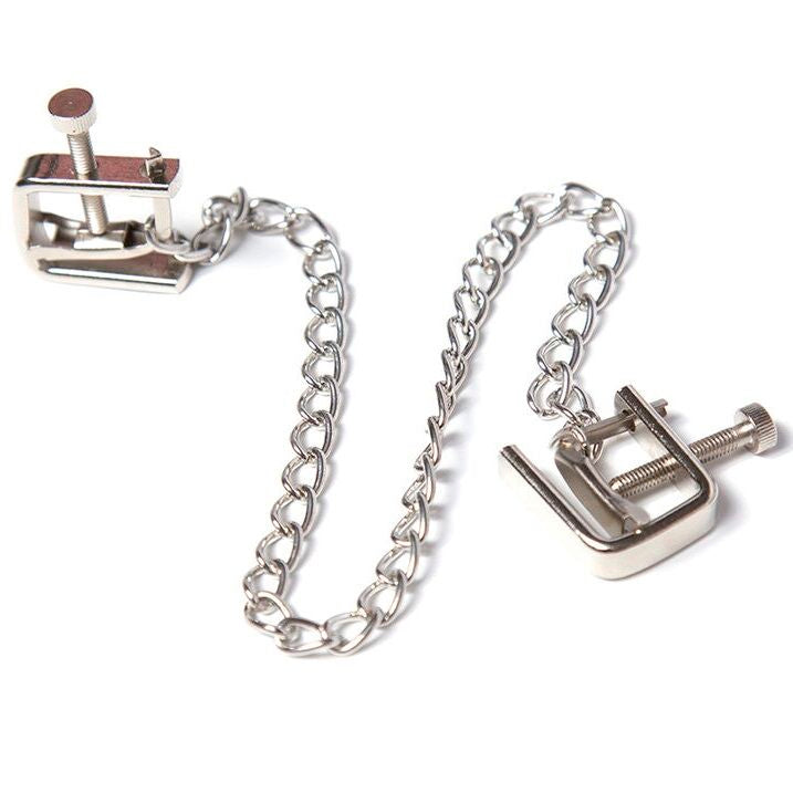 Pinzas Metálicas con Tornillo y Cadena - Ohmama Fetish