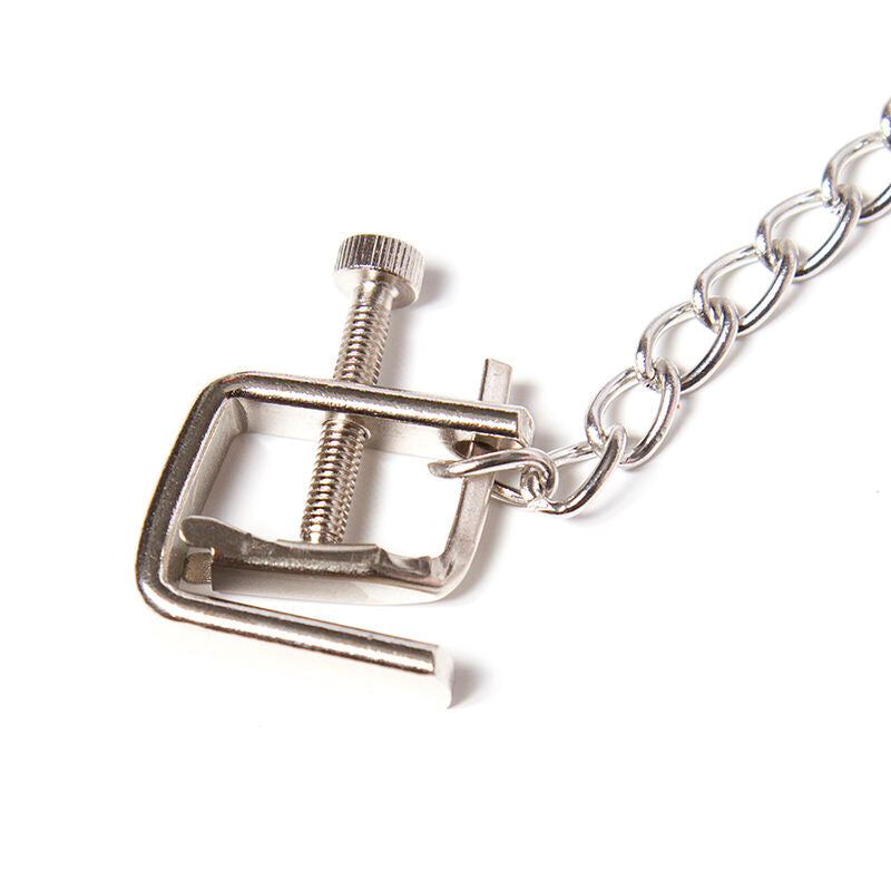 Pinzas Metálicas con Tornillo y Cadena - Ohmama Fetish