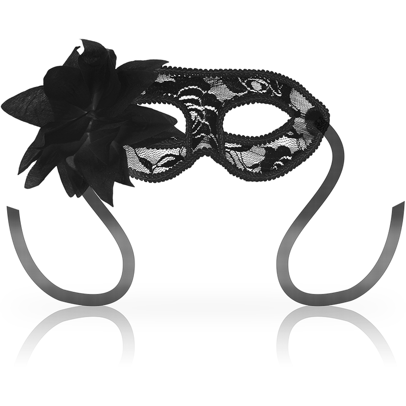 Máscara de Encaje Negro con Flor - Ohmama Masks