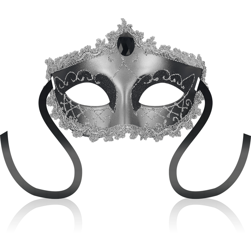 Antifaz Veneciano Black Diamond Gris - Diseño Exclusivo con Relieves