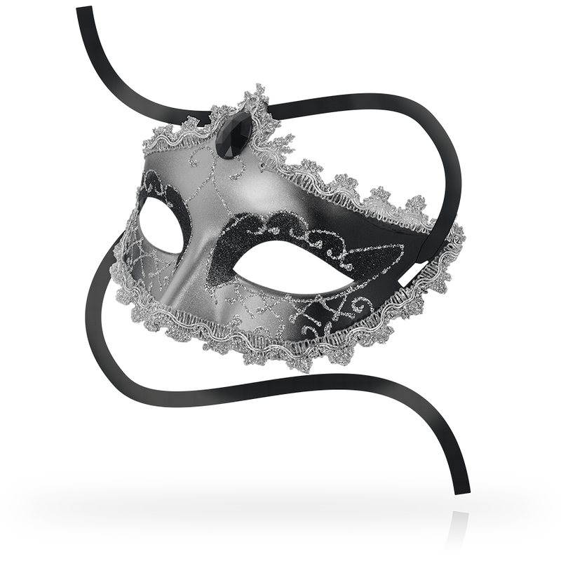 Antifaz Veneciano Black Diamond Gris - Diseño Exclusivo con Relieves