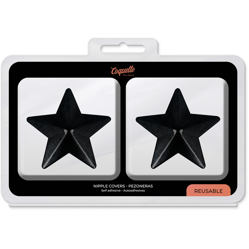 Coquette Chic Desire Nipple Covers Black Stars - Adhesivos Reutilizables