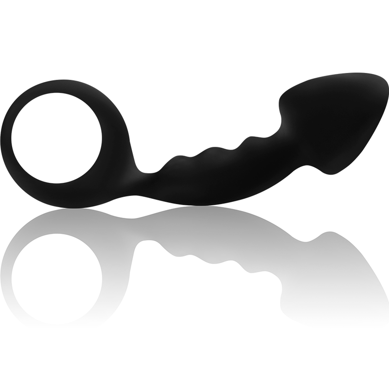 Ohmama Plug Anal con Anillo - Aluminio Negro 8cm