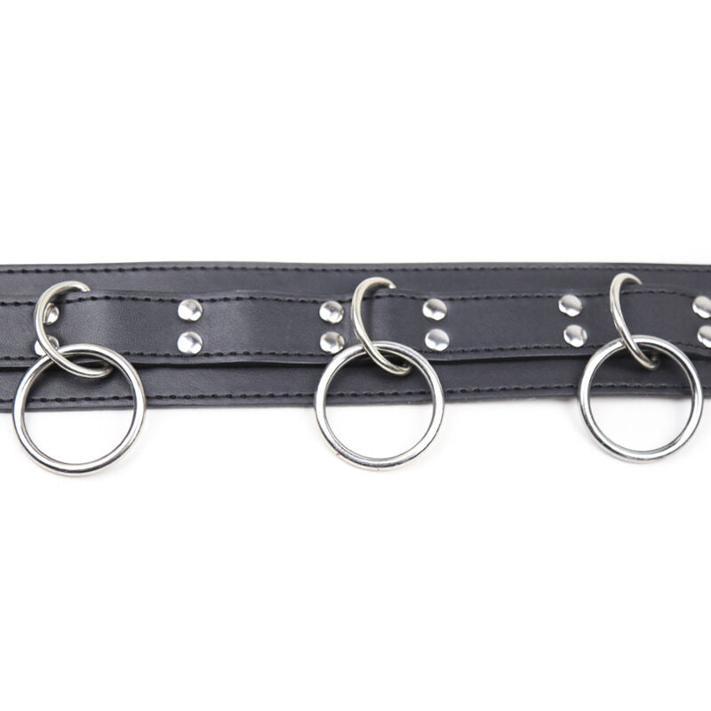 Ohmama Fetish Collar de Sumisión con 3 Anillas Metálicas