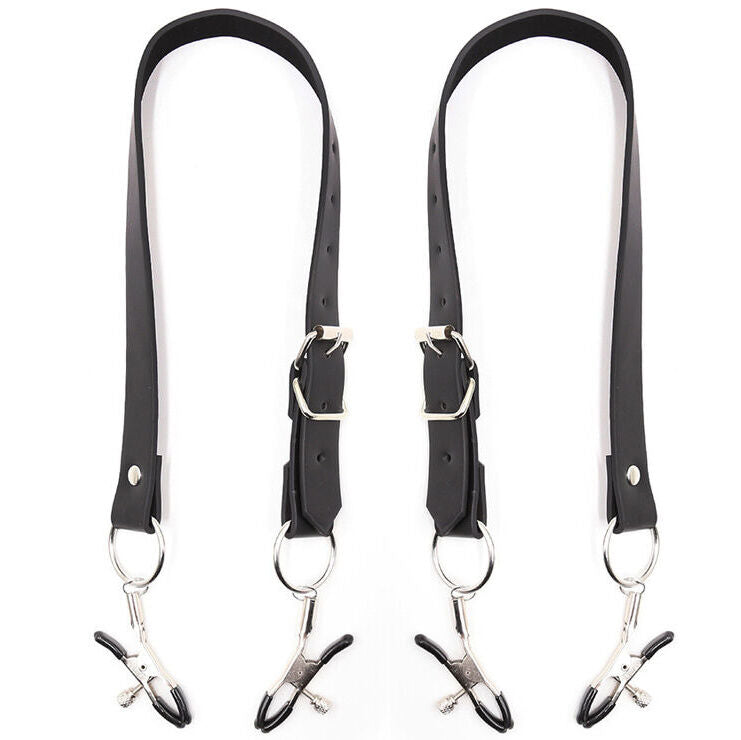 Ohmama Fetish Clitoris Clamps with Leg Straps - Juego de Abrazaderas Ajustables