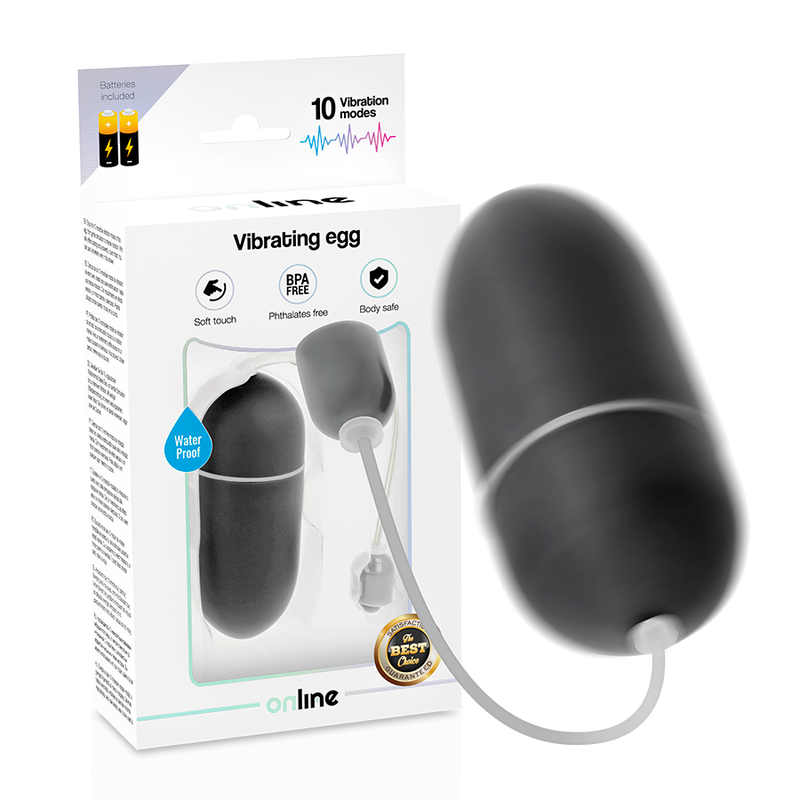 Online Waterproof Vibrating Egg Black - Control Remoto