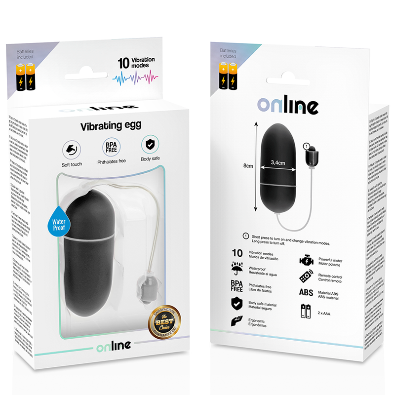 Online Waterproof Vibrating Egg Black - Control Remoto
