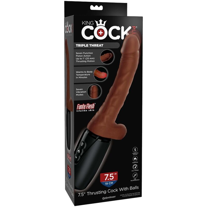 King Cock Plus Triple Threat - Vibrador Realista Tono Piel