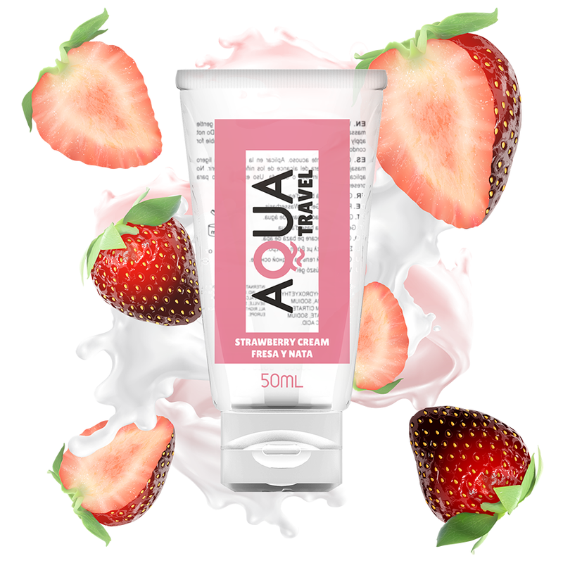 Aqua Travel Lubricante Base Agua Aroma Fresa y Crema 50 ml
