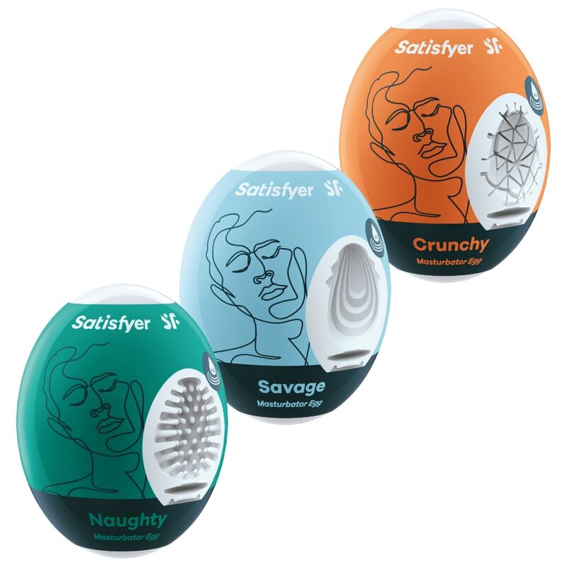 Satisfyer 3 Masturbator Eggs - Set Naughty, Savage & Crunchy